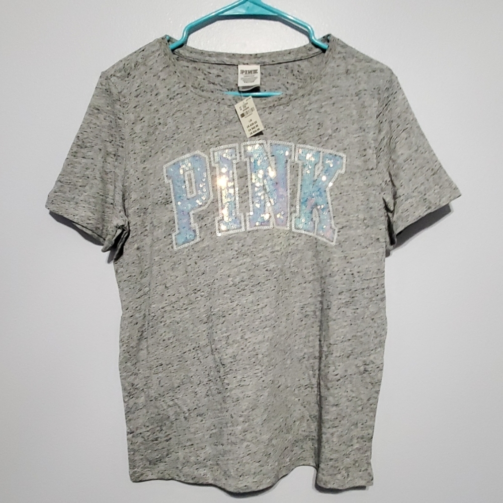 brand new w/ tags Pink bling sequin tee large l